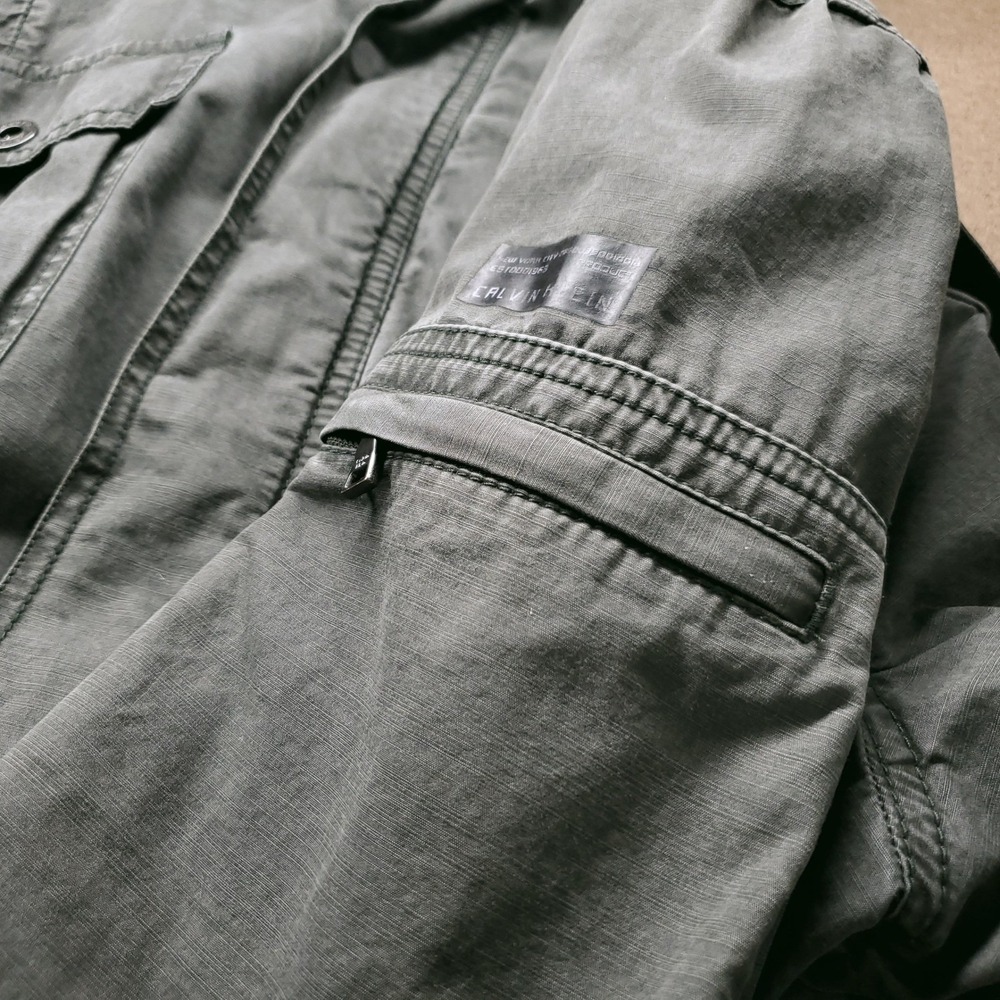 Calvin Klein Military Field Jacket Men XL Green Gorpcore Streetwear Utility - Picture 13 of 15